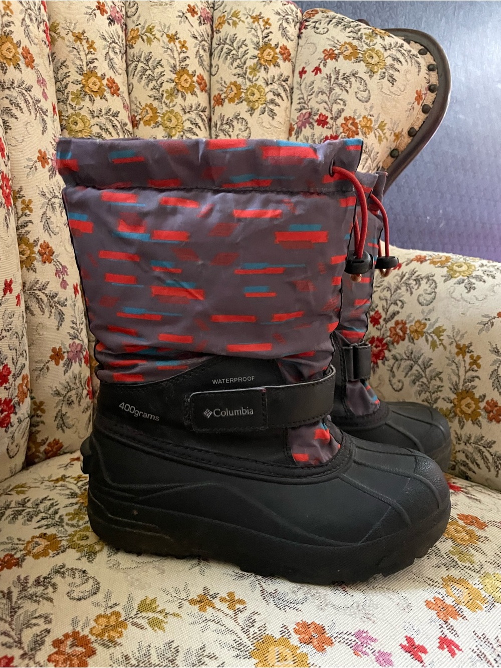 Columbia Winter Boots Boys Size 3 Black Orange Warm Hiking Outdoors Snow Fall